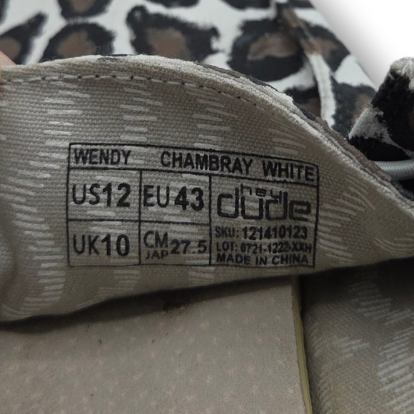 Hey‎ Dude Wendy Shoes Womens 12 Leopard Chambray White - Picture 9 of 9
